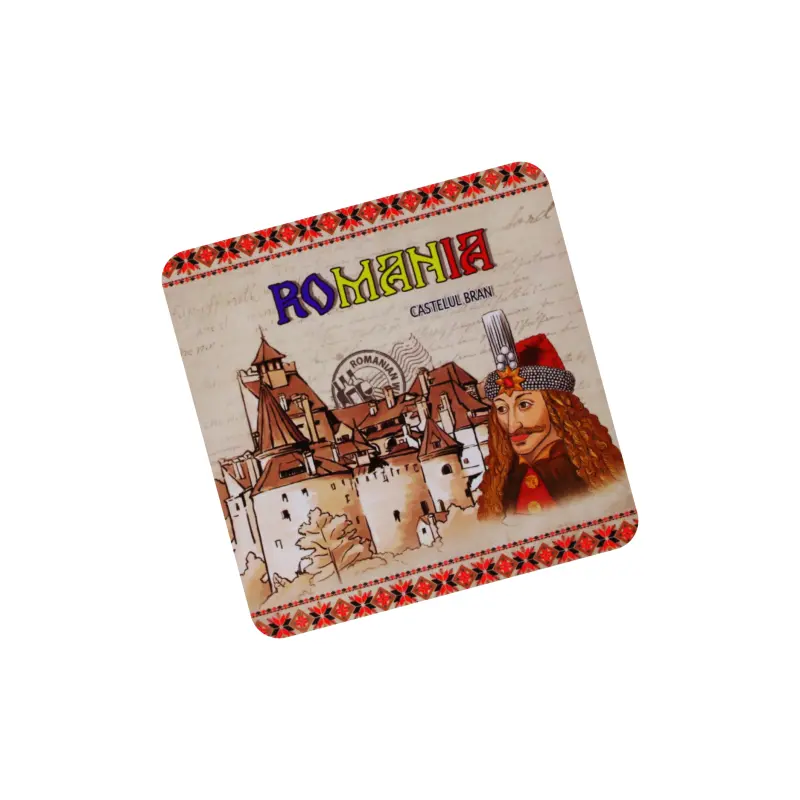 Castelul bran, vlad tepes, suport coster din lemn, model 008